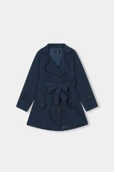 Women Blue Short Trench Coat
