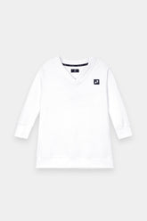 Women V- Neckline Sweatshirt White