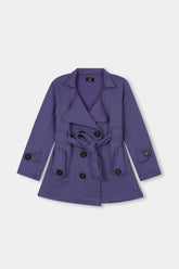 Women Soft Purple Short Trench Coat