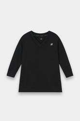 Women V- Neckline Sweatshirt Black