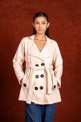 Women Nude Pink Trench Coat