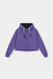 Women Purple Crop Zipper Hoodie