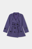 Women Soft Purple Short Trench Coat