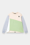 Women Beige, Sage Green, Off-White and Grey-Block Textured Crew Neck Sweatshirt