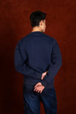 Men Crew Neck Blue Sweatshirt