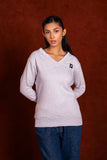 Women V- Neckline Sweatshirt Light Grey