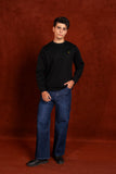Men Crew Neck Black Sweatshirt