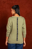 Women V- Neckline Sweatshirt Sage Green