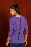 Women V- Neckline Sweatshirt Purple