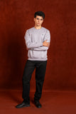 Men Crew Neck Grey Sweatshirt