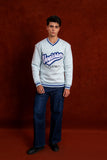 Men V- Neck Printed Powder Blue Sweatshirt
