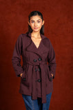 Women Oxblood Short Trench Coat