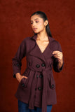 Women Oxblood Short Trench Coat