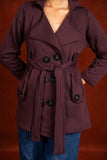 Women Oxblood Short Trench Coat