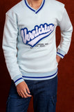 Men V- Neck Printed Powder Blue Sweatshirt