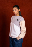 Women Pastel Block Crew Neck Sweatshirt